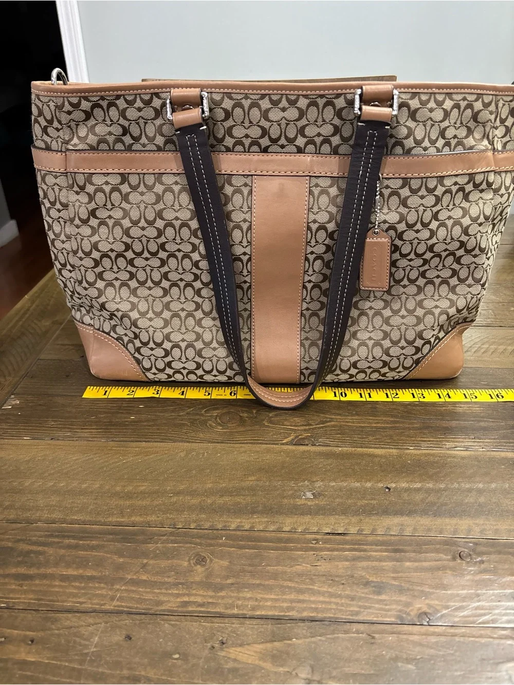 Coach Khaki Canvas Diaper Bag in Signature C Monogram